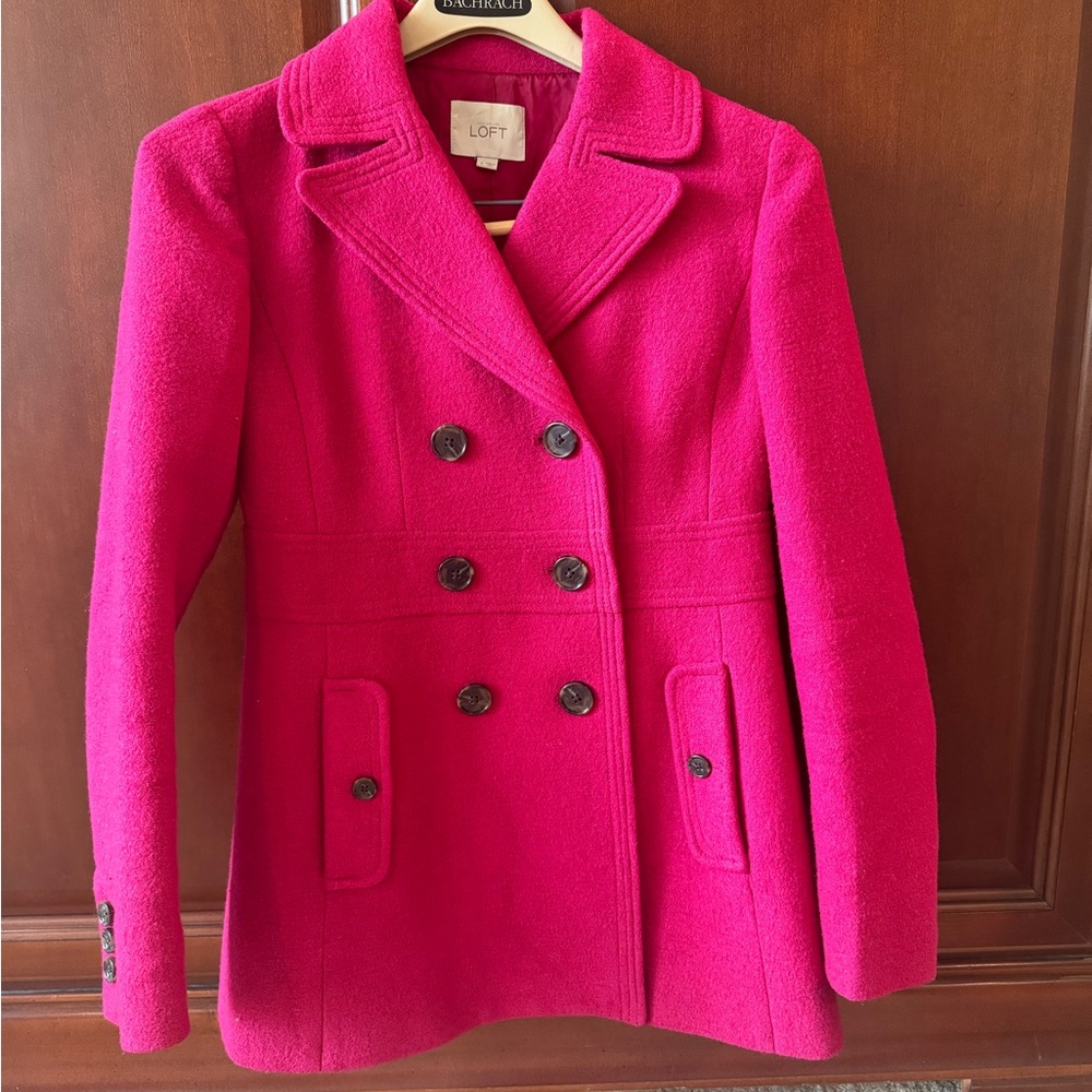 LOFT pea coat  fuschia pink